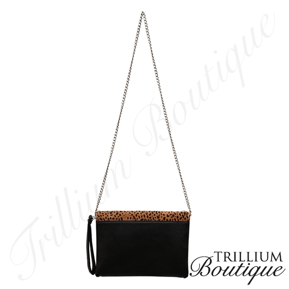 Animal Print Long Chain Crossbody Bag Purse Magnetic Closure with Zipper Pouch - Picture 8 of 9